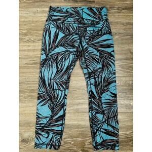 Lululemon Tight Stuff Tight size 10 Cropped Palm Lace Tofino Teal Multi